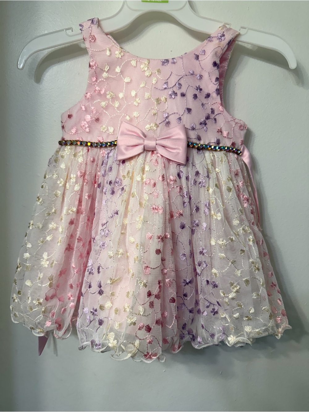 American Princess Pink Floral Tulle Bow Dress